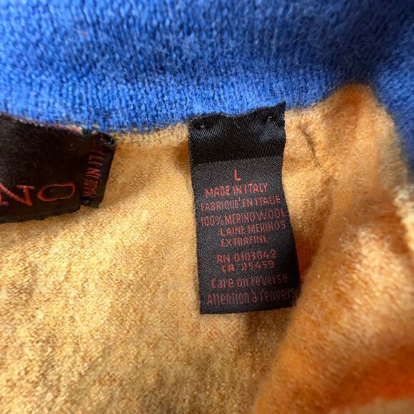 Toscano Lambswool Sweater Italy | Tan Blue Quarter Zip | Fits S/M - Picture 7 of 10